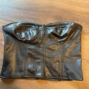 Zara Black Leather-Look Top